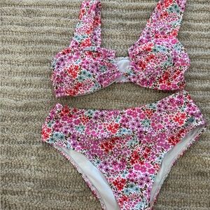 Women’s Pink Floral Two-Piece Swim Set